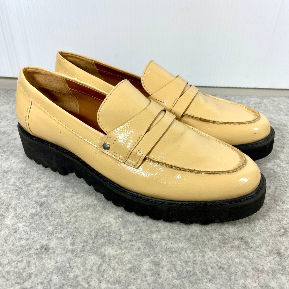 Franco Sarto Cassandra Platform Penny Loafer Beige Patent Womens 6.5